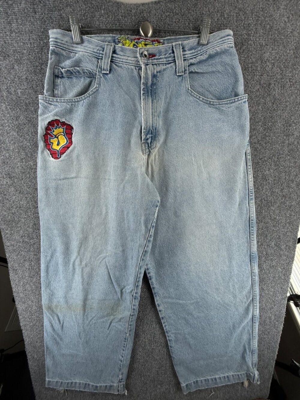 JNCO Jeans J168 Jester Denim Light Wash USA Made Embroidered Logo ACTL 32X31